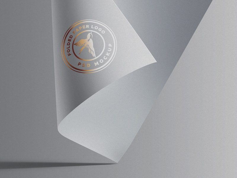 PSD Folded Paper Logo Mockup