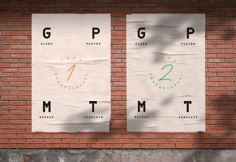 Free outdoor glued poster PSD