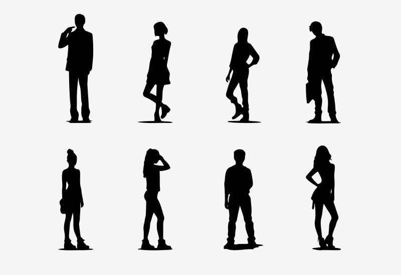 Free vector human poses silhouette