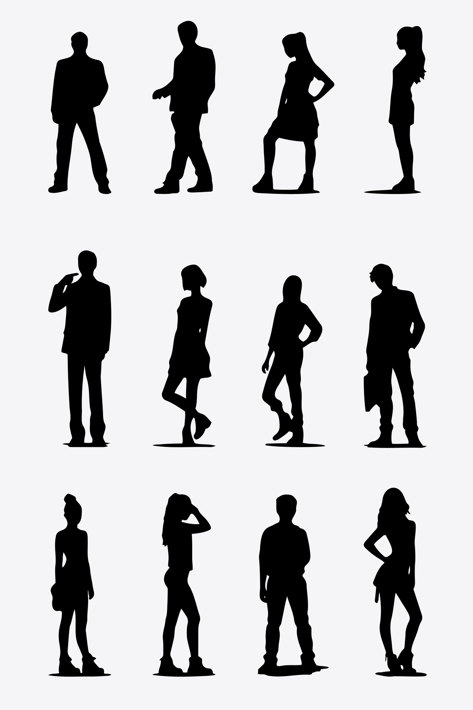 Free vector human poses silhouette